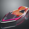Sleek Modern Watercraft With Red Black Exterior Transparent Windshield And Brown Seats