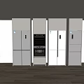 Modern Kitchen Appliances With Built In Oven And Side By Side Refrigerators 3d model