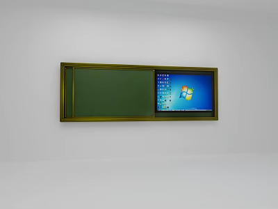 Modern Wall Mounted Hanging With Green Panel And Digital Screen 3d model
