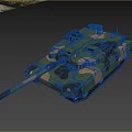 Military Camouflage Main Battle Tank On Grassland With Trees And Power Tower