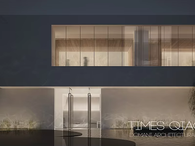 Modern Luxe Commercial Street With Sleek Architectural Design And Glass Facade Lighting 3d model