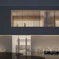 Modern Luxe Commercial Street With Sleek Architectural Design And Glass Facade Lighting