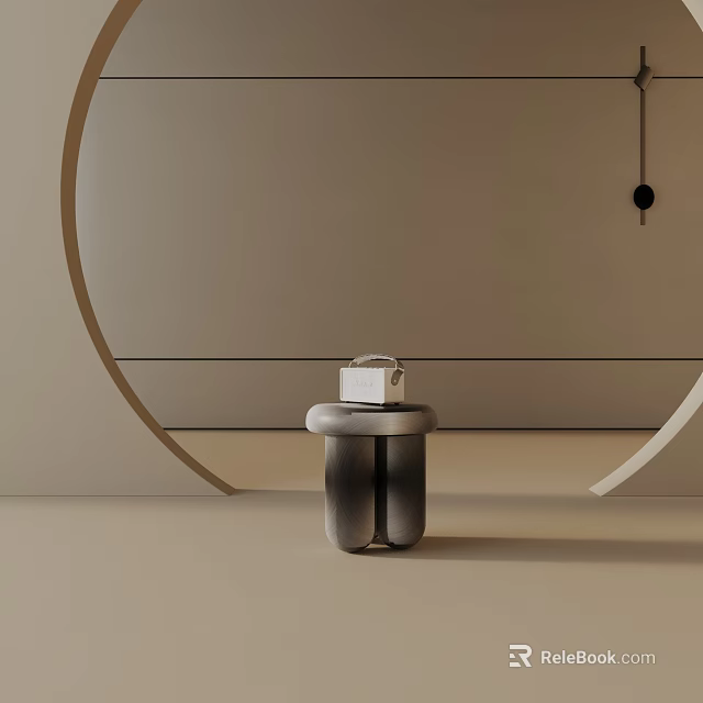 Modern Minimalist Side Table With Round Metal Base And Simple Tabletop In Neutral Interior 3d model