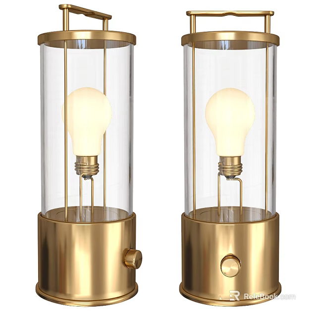 Modern Table Lamp With Clear Glass Shade And Brass Base For Home Decor 3d model 