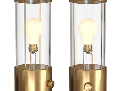 Modern Table Lamp With Clear Glass Shade And Brass Base For Home Decor 3d model