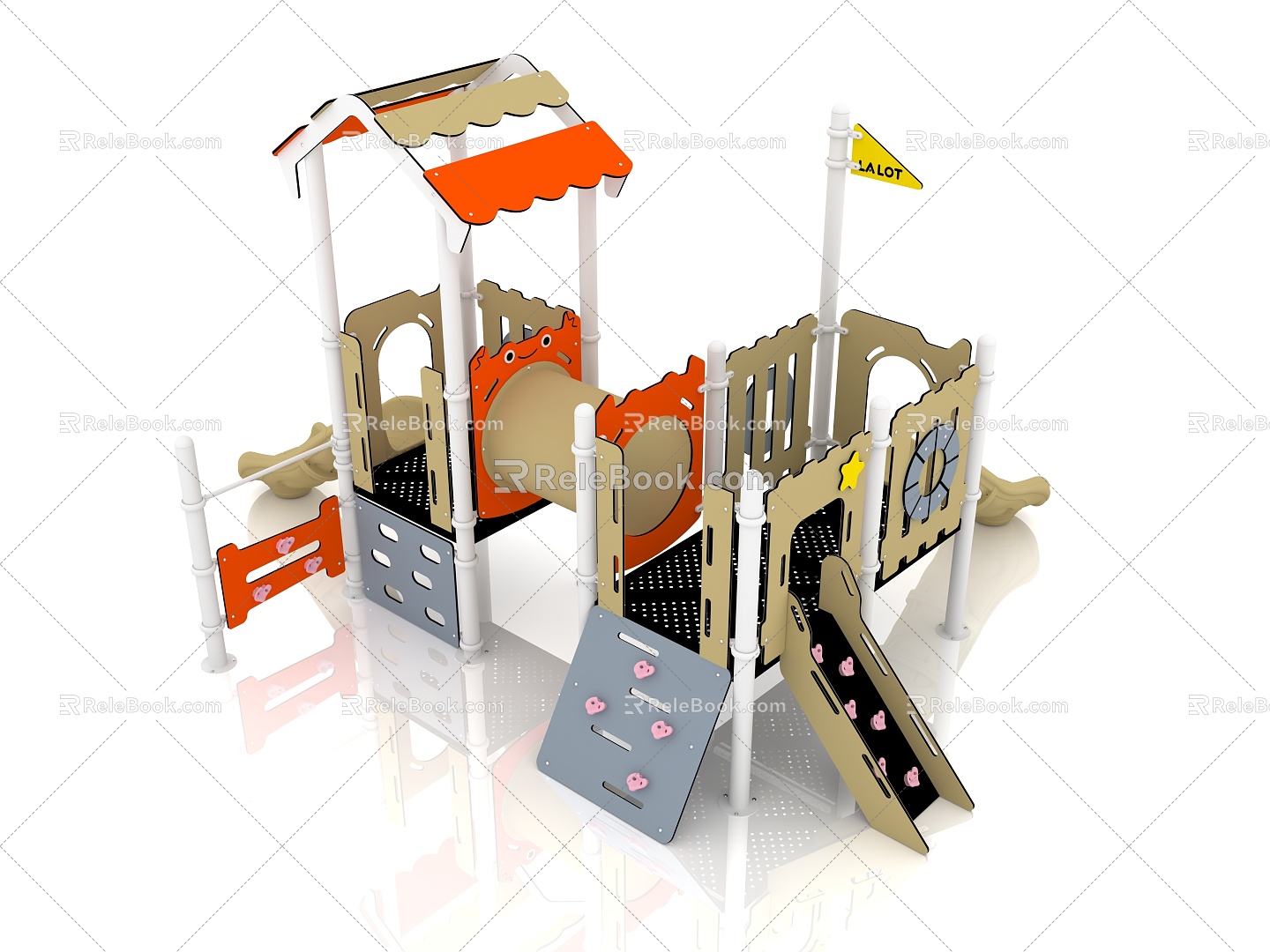 Children's slide outdoor slide slide slide children's combined slide combined slide PE board slide 3d model