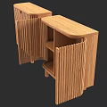 Wooden Console Side Cabinet With Vertical Slats Design And Open Storage Compartments