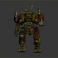 Green And Orange Mech Robot Character With Mechanical Creature Structure And Armored Arms 3d model