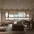 Modern Living and Dining Room Interior With Sofa Coffee Table Dining Table And Chairs