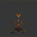 Mythical Fantasy Creature With Red Orange Limbs And Wing Like Structures