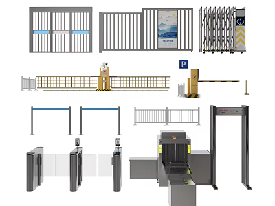 Public Facilities For Entrance Security Including Gates Barriers Detectors And Turnstiles 3d model