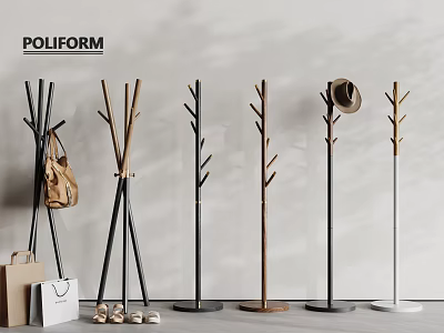 Poliform Hardware Tools Modern Coat Racks With Metal Wooden Design And Home Accessories 3d model