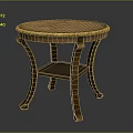 Classic Round Wooden Side Table With Curved Legs And Lower Shelf Design