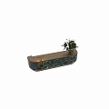 Modern Green Marble Reception Desk With Gold Frame Metal Handles And Green Plant