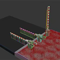 Red And White Striped Boom Gates With Metal Bases Installed On Flat Ground