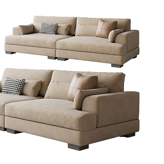 Cream style double sofa 3d model