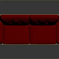 Red Sofa With Tufted Cushions Armrests And Wooden Legs For Living Room