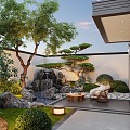 Courtyard Home Courtyard Villa Courtyard Waterscape Courtyard Landscape Garden rockery 3d model