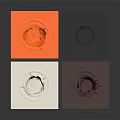 Dynamic Colorful Liquid Splashes On Square Panels With Orange White Red And Silver