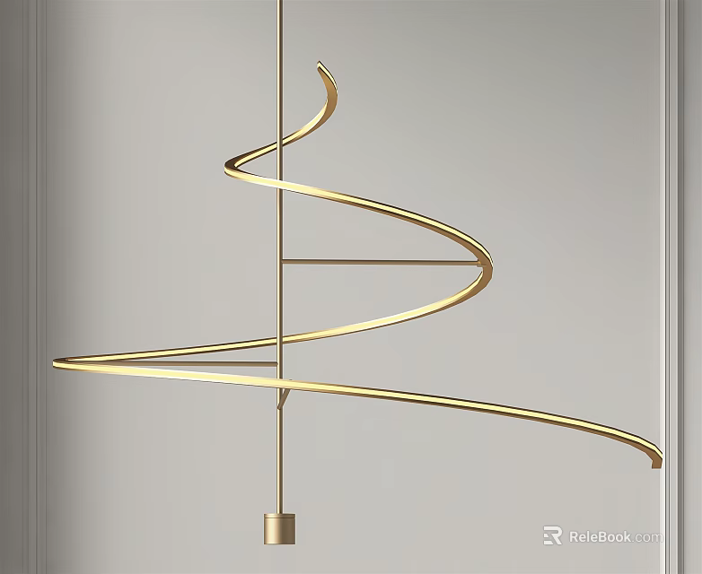 Modern Golden Spiral Chandelier With Sleek Curved Lines For Interior Decor 3d model 