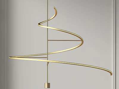 Modern Golden Spiral Chandelier With Sleek Curved Lines For Interior Decor 3d model