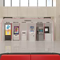 Modern Service Hall Interior Design With Service Desks Digital Display And Green Plants