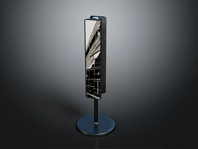 Sleek Floor Standing Digital Display With Vertical Screen And Stable Base 3d model