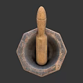 Handcrafted Wooden Mortar And Pestle With Natural Wood Texture For Grinding