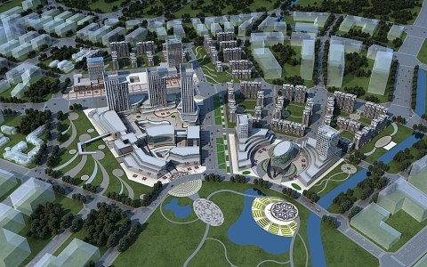 Modern Aerial View Science Park Aerial View Building 3d model