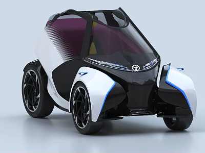 Toyota Futuristic Concept Car With Sleek Black White Body Blue Accents And Transparent Roof 3d model