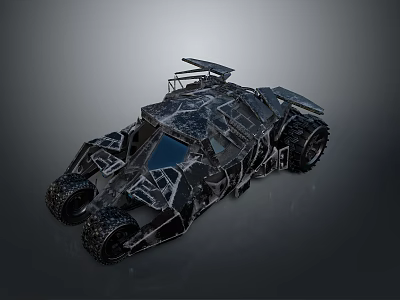 Futuristic Armored Batmobile With Large Off Road Tires And Unique Structure 3d model