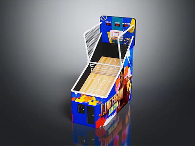 Coin Operated Arcade Basketball Machine As Entertainment Appliance With Blue Design And Basketball Hoop 3d model