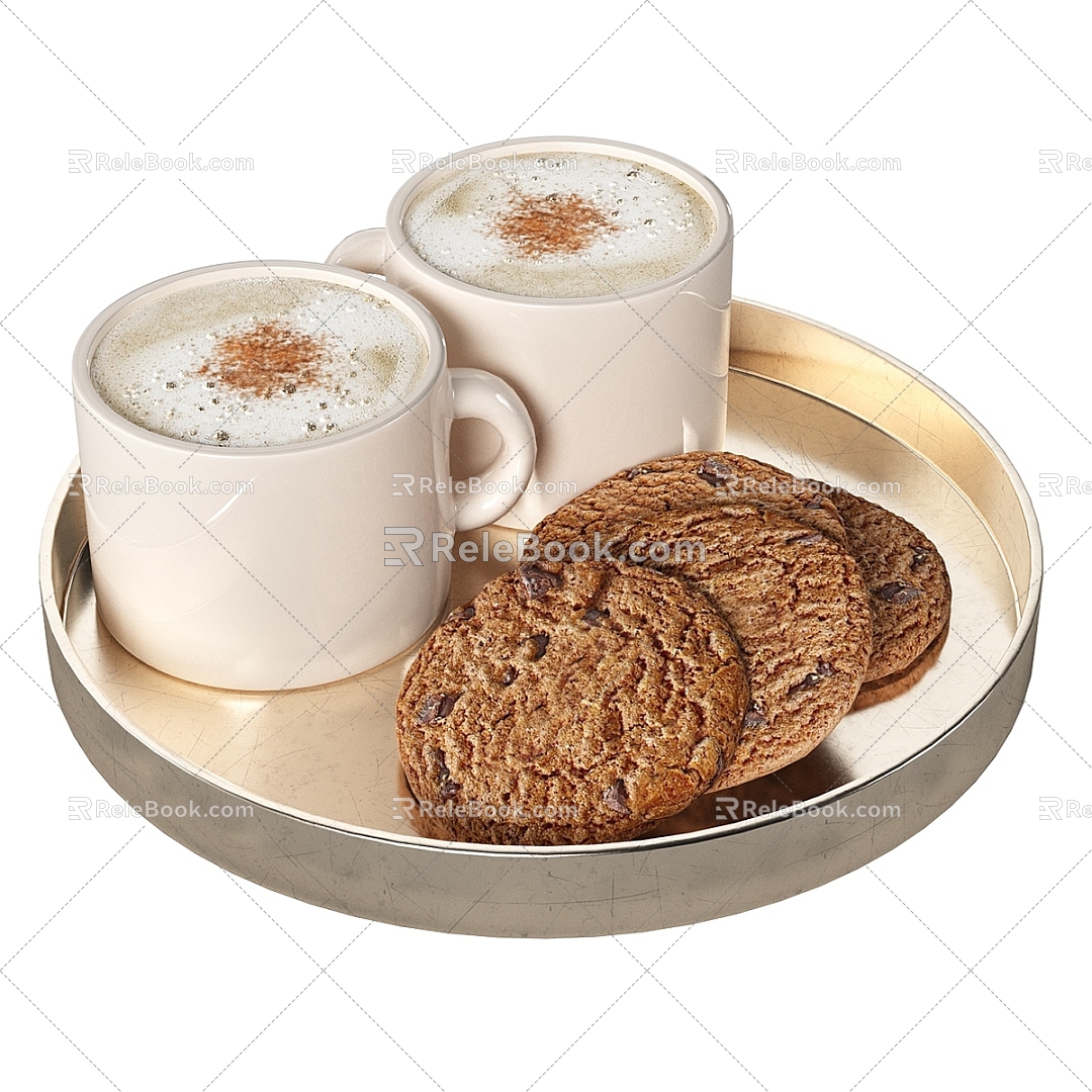 Modern Coffee Cup Coffee Ornaments Biscuit Tea Set Ornaments 3d model