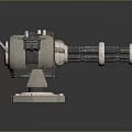 Rotating Machine Gun Weapon With Metal Construction Multiple Barrels And Stable Base