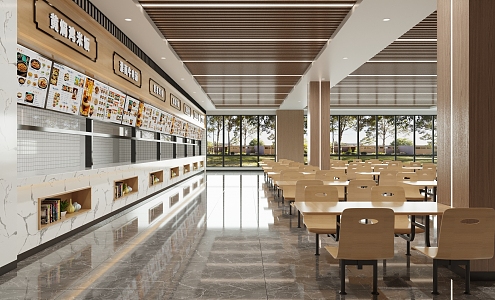 Modern Canteen Restaurant Canteen 3d model