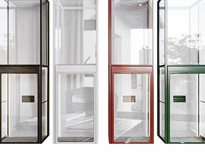 Modern Glass Elevator Design With Transparent Walls And Different Color Options 3d model
