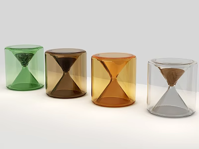 Vibrant Glass Decorative Hourglass Set with Green Brown Amber Clear Designs for Home Decoration 3d model