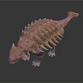 Realistic 3D Ankylosaurus Model With Armored Body Spiked Back and Brown Green Skin