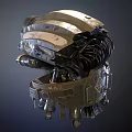 Smart Machine Featuring Green Exterior Red Star Emblem Multiple Lenses And Detailed Mechanical Structure