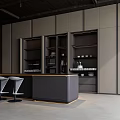 Modern Kitchen Cabinets With Dark Counter And Bar Stools Interior Design