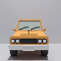 Orange Cartoon Style 3D Car Model With Simple Design And Black Wheels 3d model
