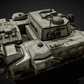 Military Combat  Tank With Tracks Cannon Headlights And Weathered Armor Design
