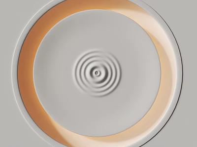 Modern Round Ceiling Design With Concentric Circle Patterns And Orange LED Strip Lights 3d model