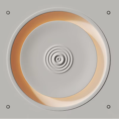 Modern Round Ceiling Design With Concentric Circle Patterns And Orange LED Strip Lights 3d model