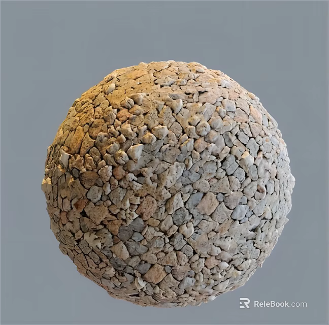 Natural Stone And Wood Decorative Sphere Crafted With Pebbles And Wooden Details 3d model 