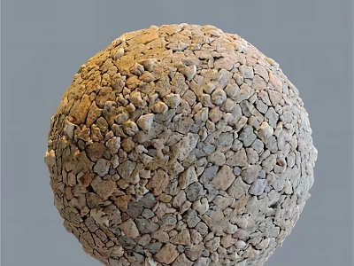 Natural Stone And Wood Decorative Sphere Crafted With Pebbles And Wooden Details 3d model