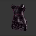 Gray Strapless Fitted Dress With Sleek Material And Modern Design