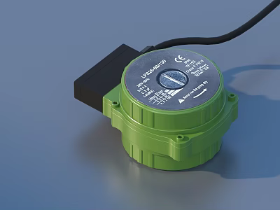 Green Round Household Item With Black Cable ACNOMATIC Label And CE Mark 3d model