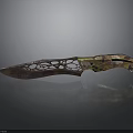 Artistic Decorative Knife With Hollowed Out Blade And Colorful Camouflage Handle
