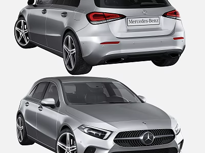 Mercedes Benz Silver Car Front And Rear View Exterior Design Details 3d model